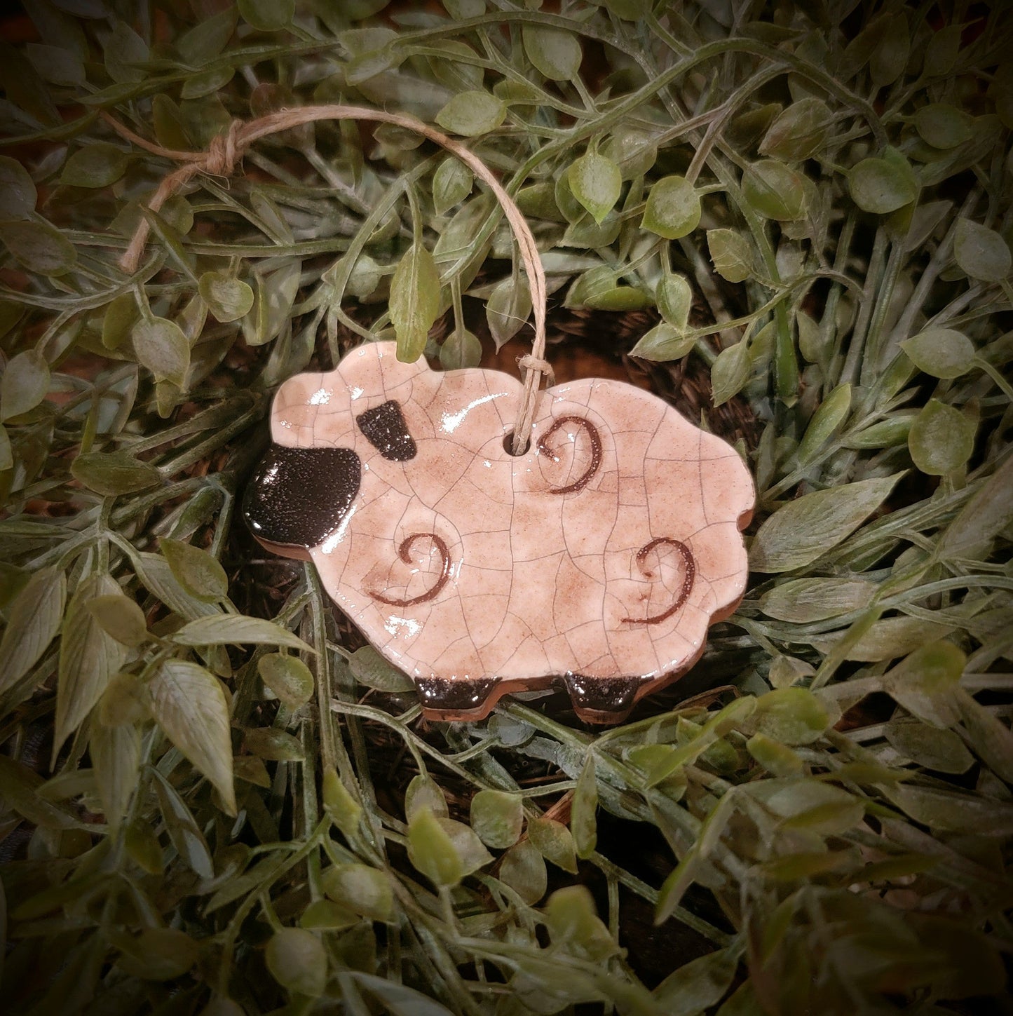 #1022SHP  Redware Sheep Ornament